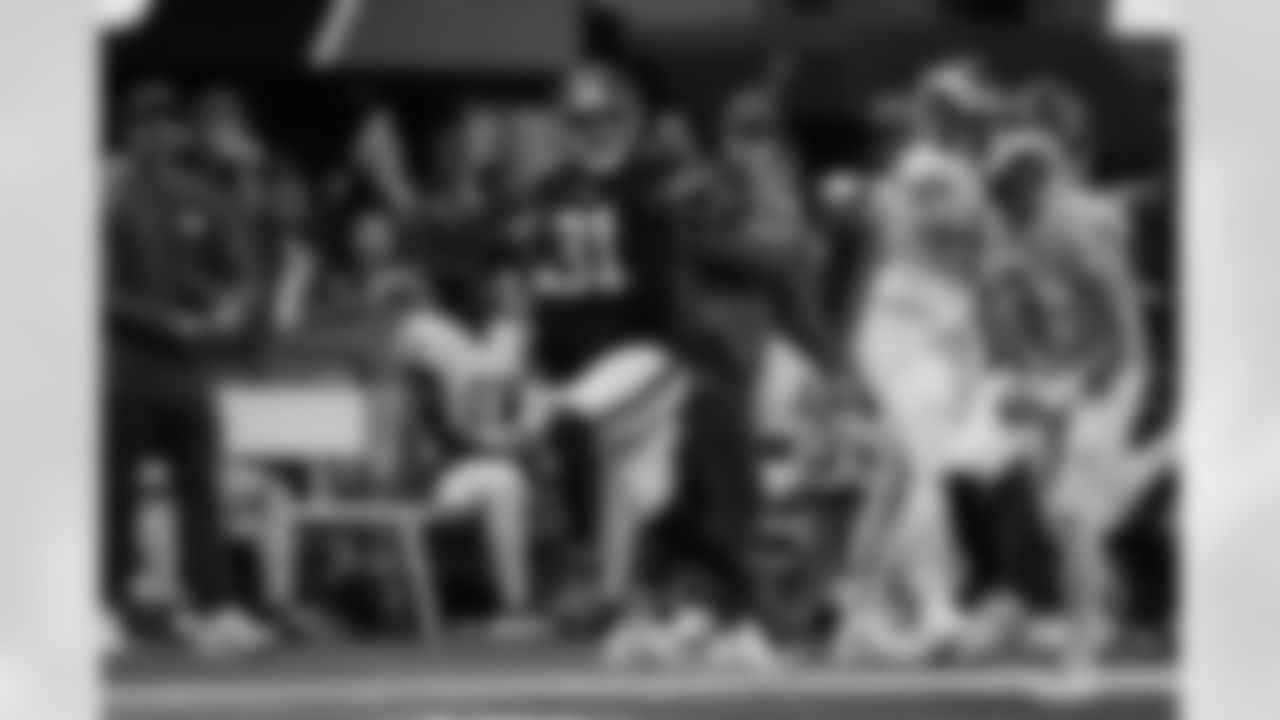 Atlanta Falcons safety Xavier Watts #31 intercepts the ball during the Week 17 Game against the Los Angeles Rams at Mercedes-Benz Stadium in Atlanta, Georgia on Monday, December 29, 2025. (Photo by Taylor McLaughlin/Atlanta Falcons)