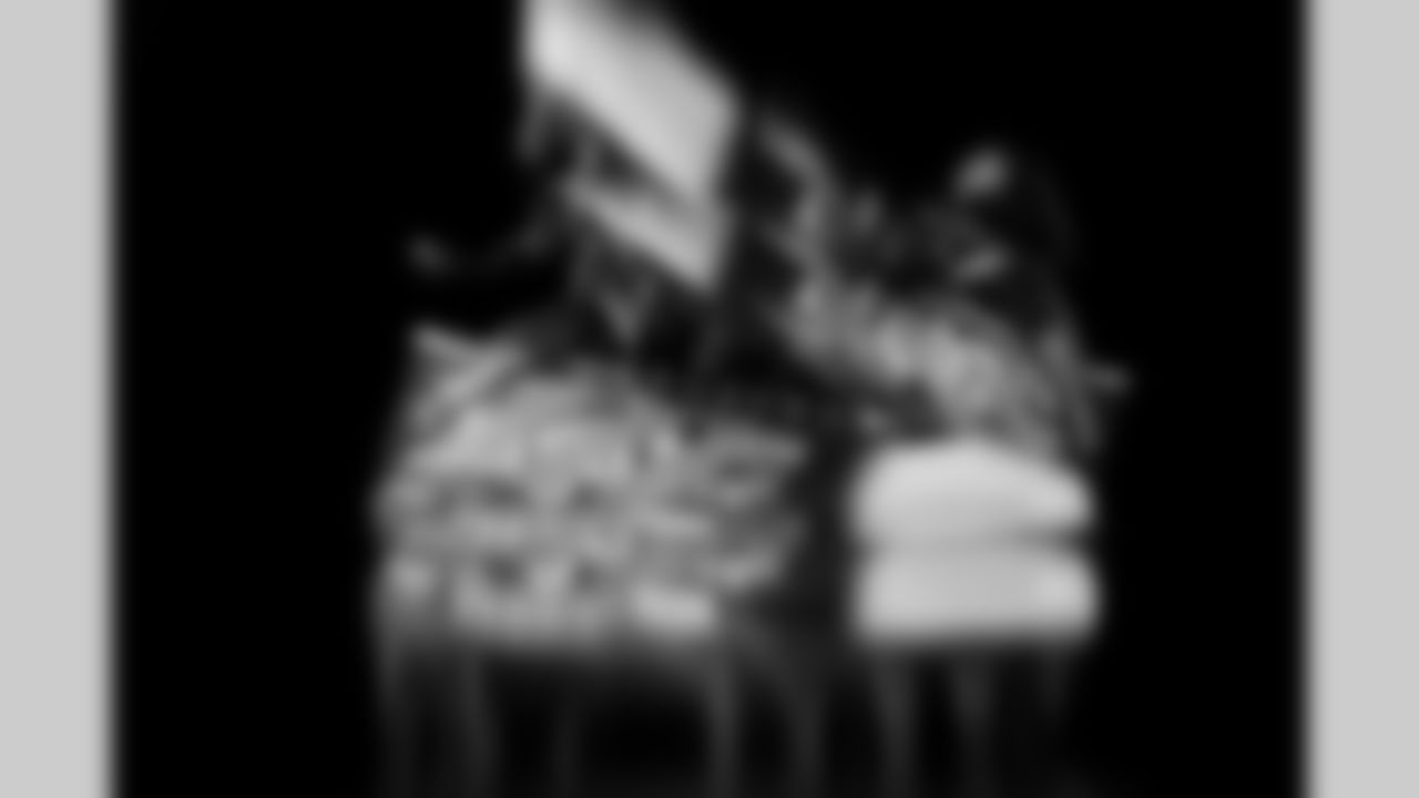 Photos of Atlanta Falcons quarterback Kirk Cousins #18's cleats for My Cause My Cleats at the Atlanta Falcons Training Facility in Flowery Branch, Ga. on Tuesday, November 18, 2025. (Photo by Taylor McLaughlin/Atlanta Falcons)