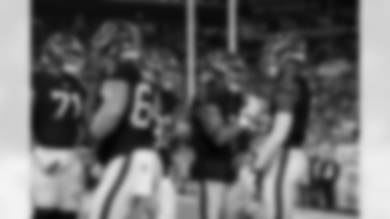 Atlanta Falcons tight end Kyle Pitts Sr. #8 celebrates after a touchdown during the Week 15 Game against the Tampa Bay Buccaneers at Raymond James Stadium in Tampa, Florida on Thursday, December 11, 2025. (Photo by Taylor McLaughlin/Atlanta Falcons)