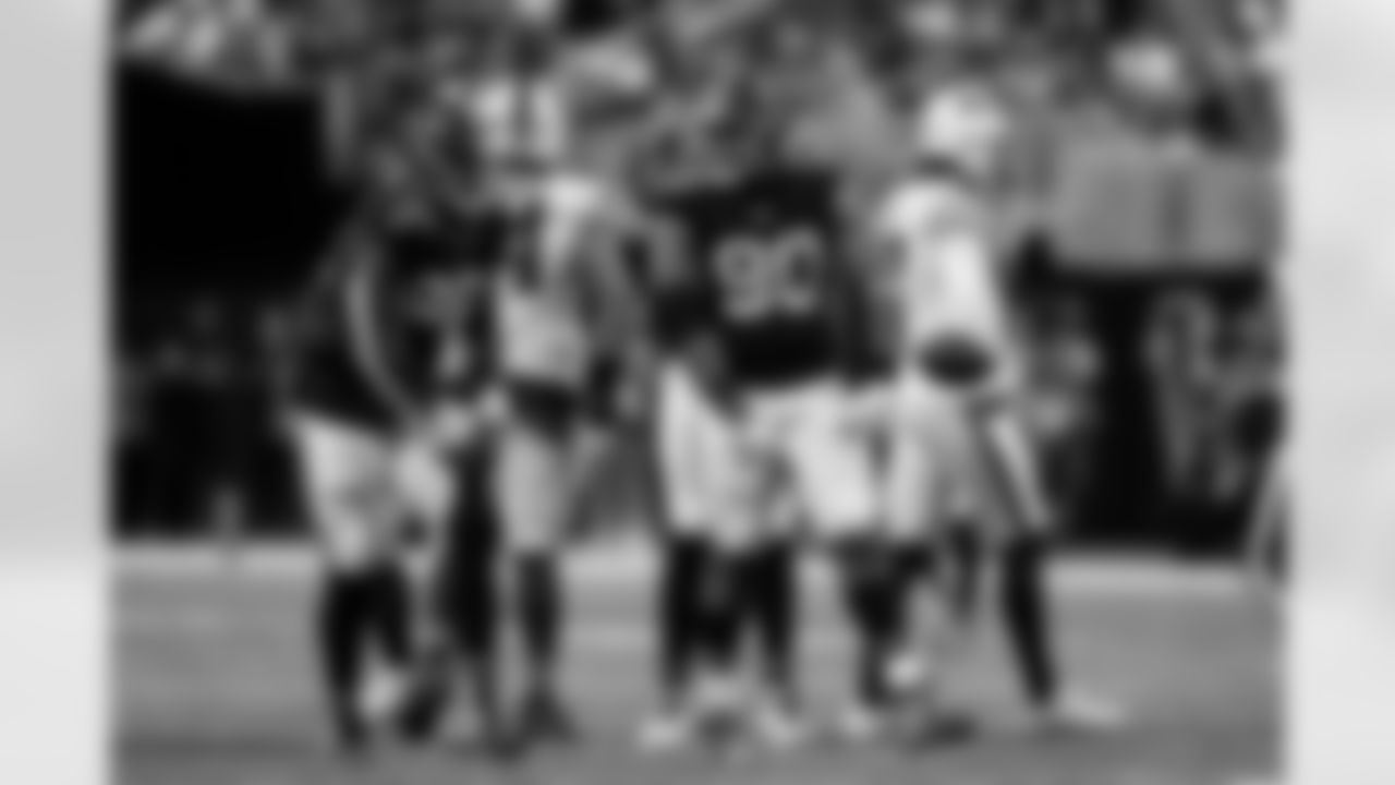 Atlanta Falcons defensive lineman David Onyemata #90 sacks the quarterback during the Week 6 Game against the Buffalo Bills at Mercedes-Benz Stadium in Atlanta, Ga. on Monday, October 13, 2025. (Photo by Taylor McLaughlin/Atlanta Falcons)