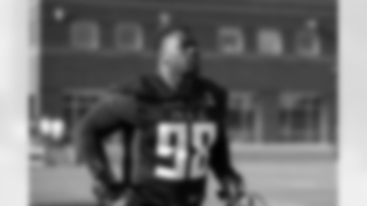 Atlanta Falcons defensive lineman Ruke Orhorhoro #98 during 2025 AT&T Training Camp at the Atlanta Falcons Training Facility in Flowery Branch, Ga. On Thursday, July 24, 2025. (Photo by Taylor McLaughlin/Atlanta Falcons)
