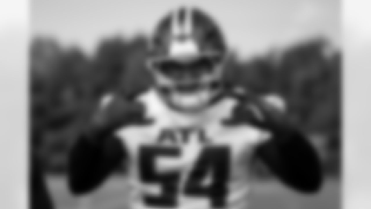 Atlanta Falcons defensive tackle Brandon Dorlus #54 during practice at Atlanta Falcons Training Facility in Flowery Branch, Georgia, on Thursday, October 9, 2025. (Photo by Jay Bendlin/Atlanta Falcons)