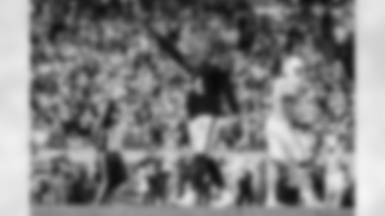 Atlanta Falcons defensive tackle Brandon Dorlus #54 gestures during the Week 15 Game against the Tampa Bay Buccaneers at Raymond James Stadium in Tampa, Florida on Thursday, December 11, 2025. (Photo by Mitch Martin/Atlanta Falcons)