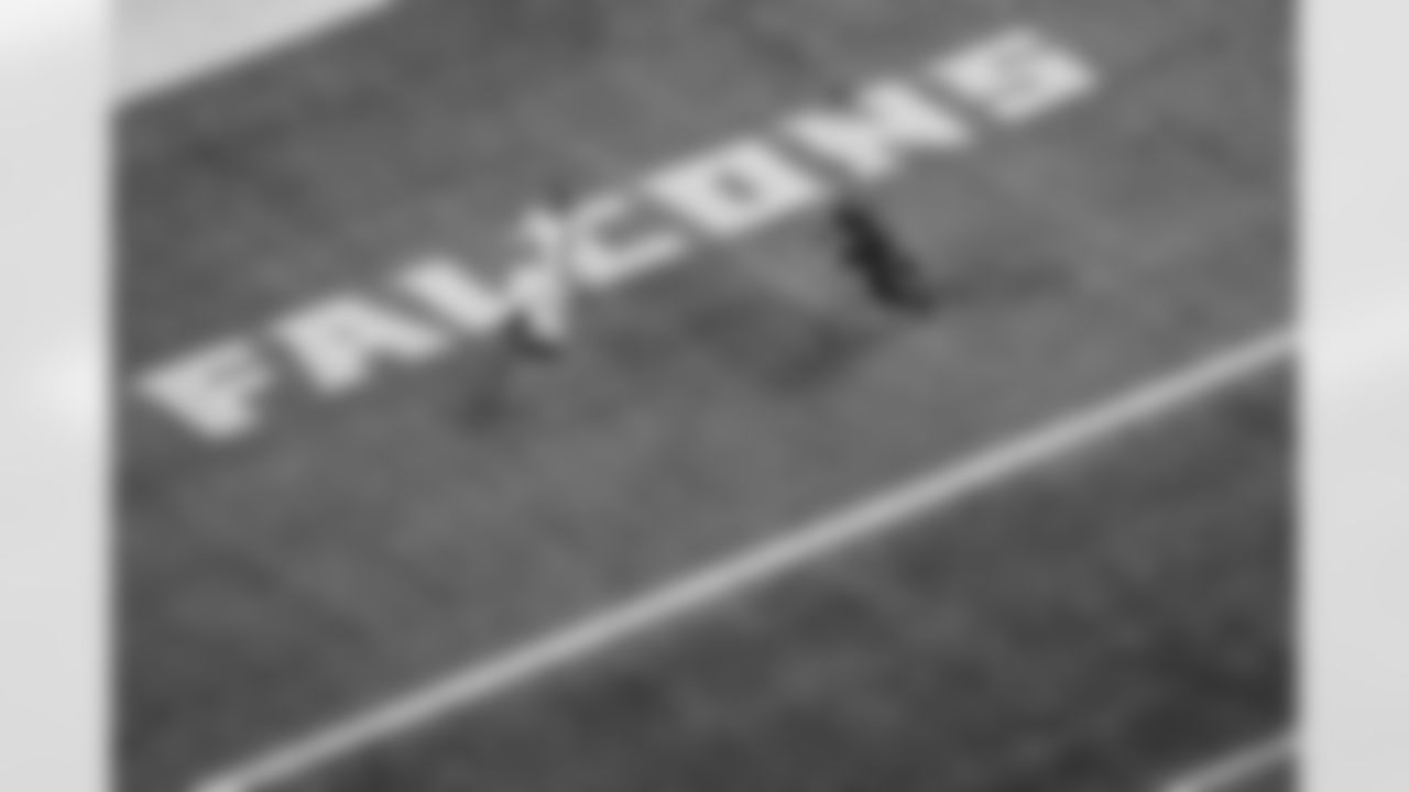 Atlanta Falcons cornerback A.J. Terrell Jr. #24 blocks in the end zone during the Week 14 Game against the Seattle Seahawks at Mercedes-Benz Stadium in Atlanta, Georgia on Sunday, December 7, 2025. (Photo by Jay Bendlin/Atlanta Falcons)