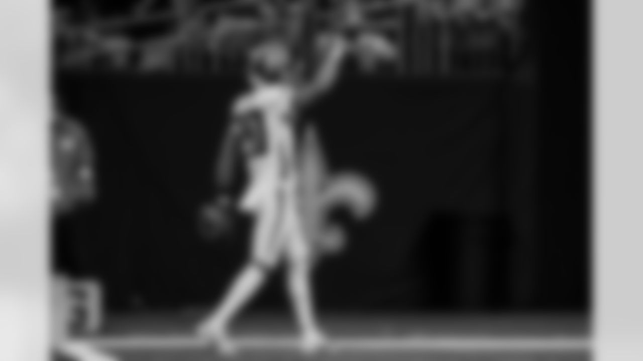 Atlanta Falcons cornerback Dee Alford #20 celebrates after recovering a fumble during the Week 12 Game against the New Orleans Saints at Caesars Superdome in New Orleans, Louisiana on Sunday, November 23, 2025. (Photo by Taylor McLaughlin/Atlanta Falcons)