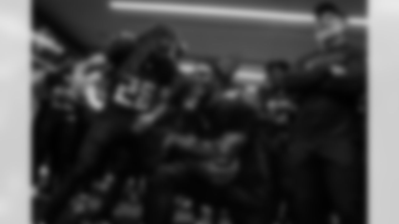 Atlanta Falcons edge rusher James Pearce Jr. #27 in the locker room after the Week 18 Game against the New Orleans Saints at Mercedes-Benz Stadium in Atlanta, Georgia on Sunday, January 4, 2026. (Photo by Jay Bendlin/Atlanta Falcons)