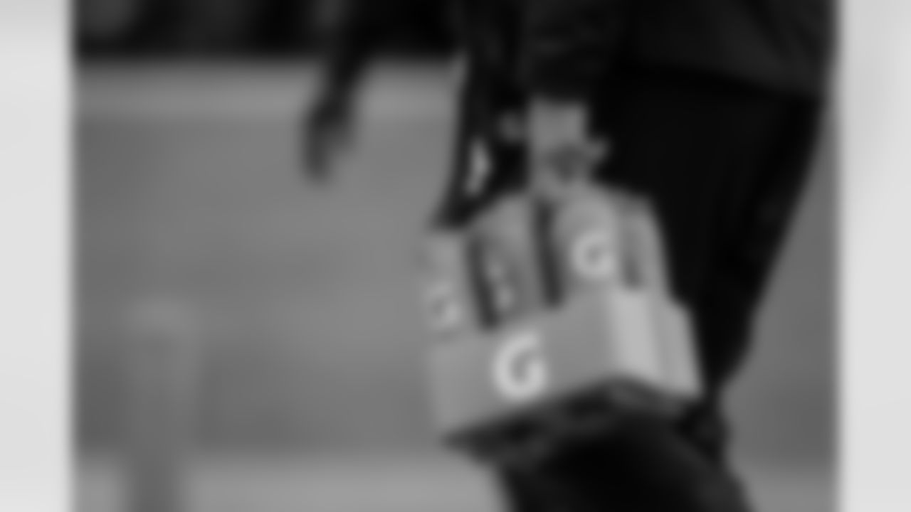 Gatorade water bottles during practice at Atlanta Falcons Training Facility in Flowery Branch, Georgia, on Thursday, December 4, 2025. (Photo by Taylor McLaughlin/Atlanta Falcons)