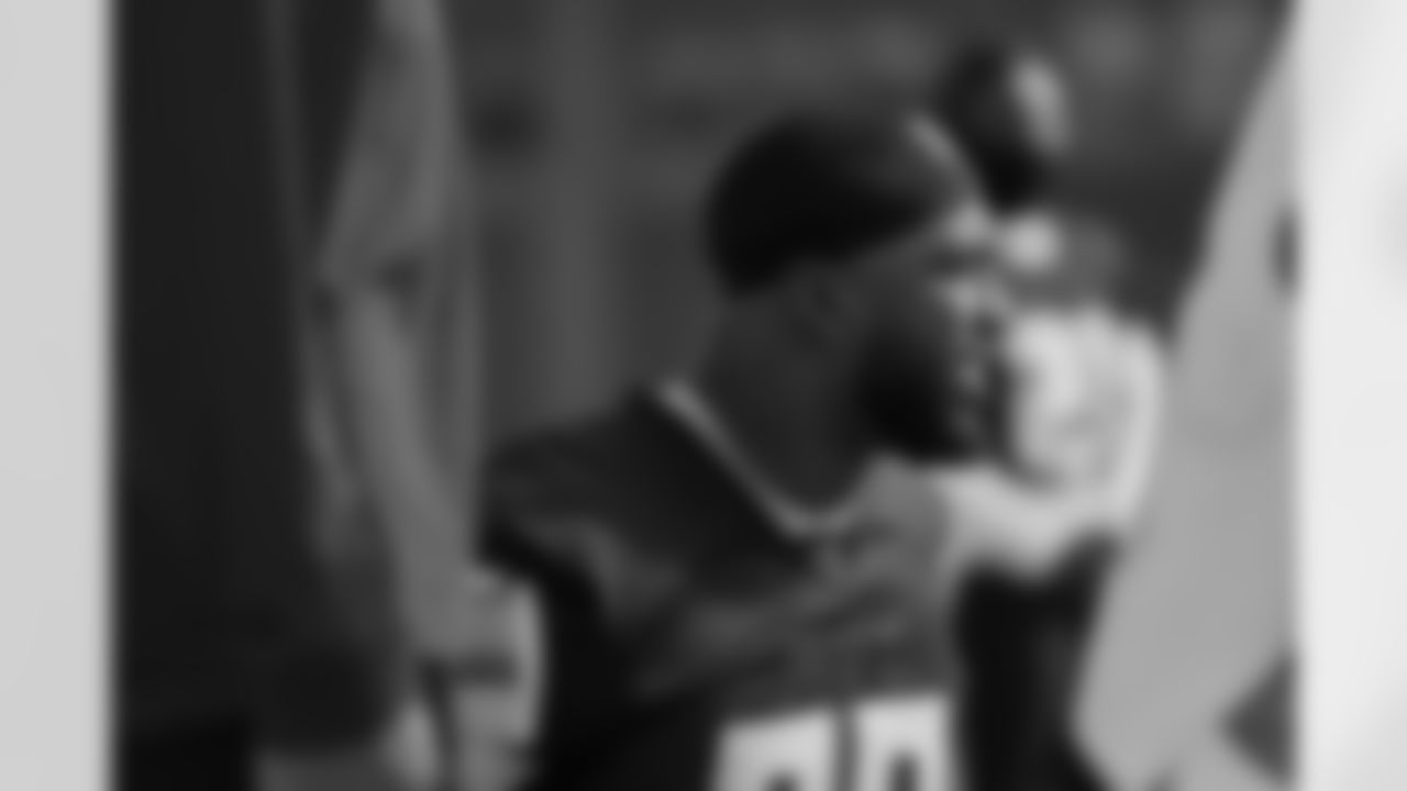 Atlanta Falcons linebacker Khalid Kareem #92 during practice at Atlanta Falcons Training Facility in Flowery Branch, Georgia, on Wednesday, November 19, 2025. (Photo by Jay Bendlin/Atlanta Falcons)