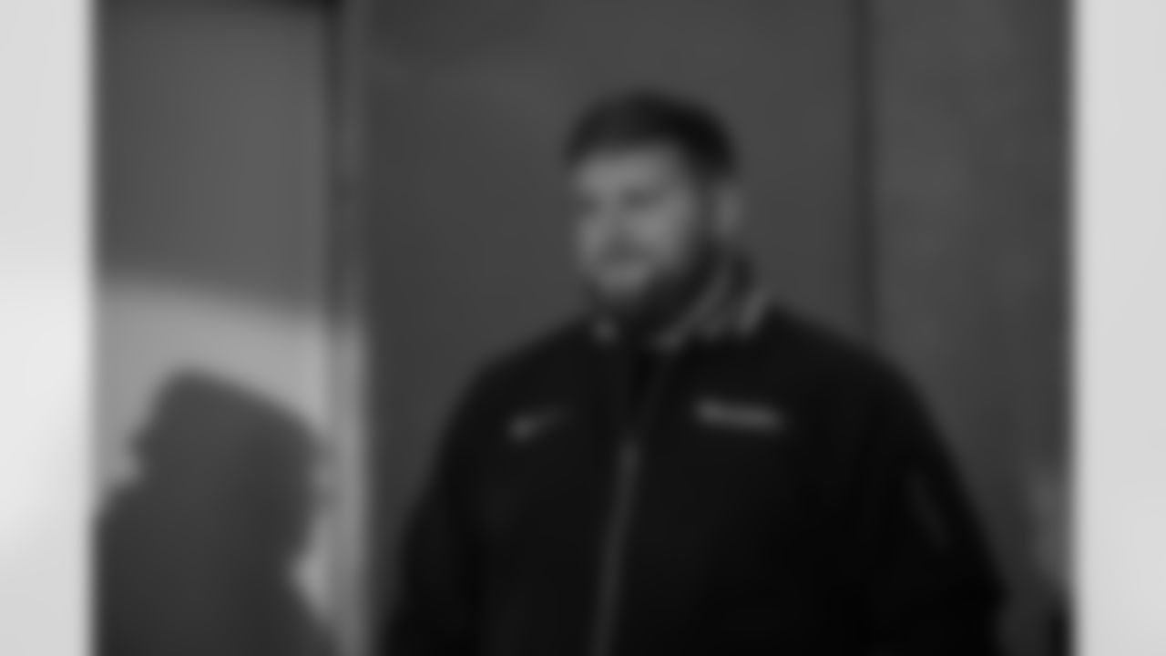 Atlanta Falcons offensive lineman Ryan Neuzil #64 arrives before the Week 17 Game against the Los Angeles Rams at Mercedes-Benz Stadium in Atlanta, Georgia on Monday, December 29, 2025. (Photo by Jay Bendlin/Atlanta Falcons)