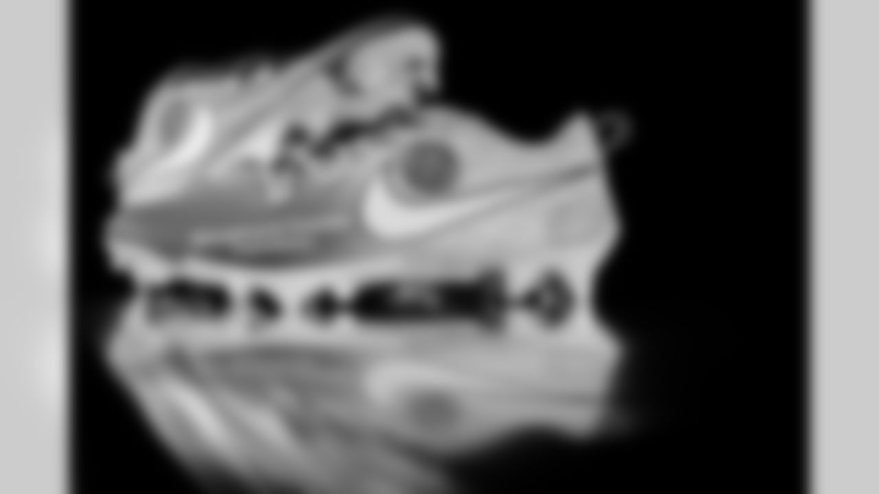 Photos of Atlanta Falcons wide receiver Casey Washington #82's cleats for My Cause My Cleats at the Atlanta Falcons Training Facility in Flowery Branch, Ga. on Tuesday, November 18, 2025. (Photo by Taylor McLaughlin/Atlanta Falcons)