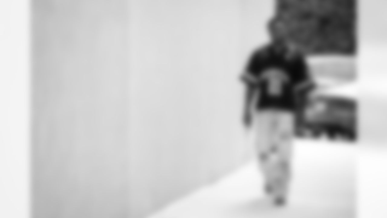 Atlanta Falcons cornerback Natrone Brooks #35 arrives before the Week 1 Game against the Tampa Bay Buccaneers at Mercedes-Benz Stadium in Atlanta, Georgia on Sunday, September 7, 2025. (Photo by Taylor McLaughlin/Atlanta Falcons)