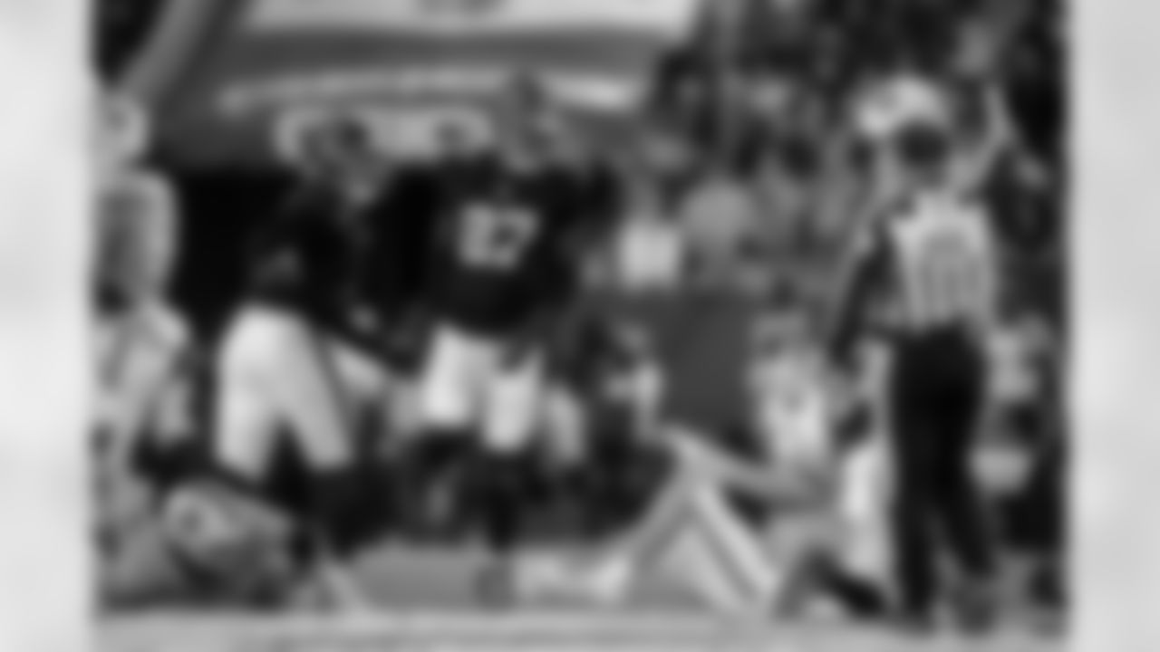 Atlanta Falcons edge rusher James Pearce Jr. #27 reacts after a sack during the Week 15 Game against the Tampa Bay Buccaneers at Raymond James Stadium in Tampa, Florida on Thursday, December 11, 2025. (Photo by Mitch Martin/Atlanta Falcons)