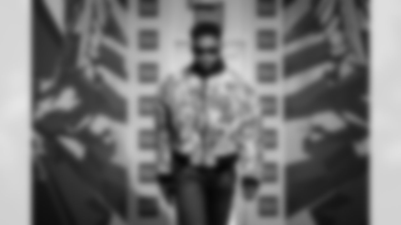 Atlanta Falcons wide receiver KhaDarel Hodge #4 arrives before the Week 14 Game against the Seattle Seahawks at Mercedes-Benz Stadium in Atlanta, Georgia on Sunday, December 7, 2025. (Photo by Jay Bendlin/Atlanta Falcons)