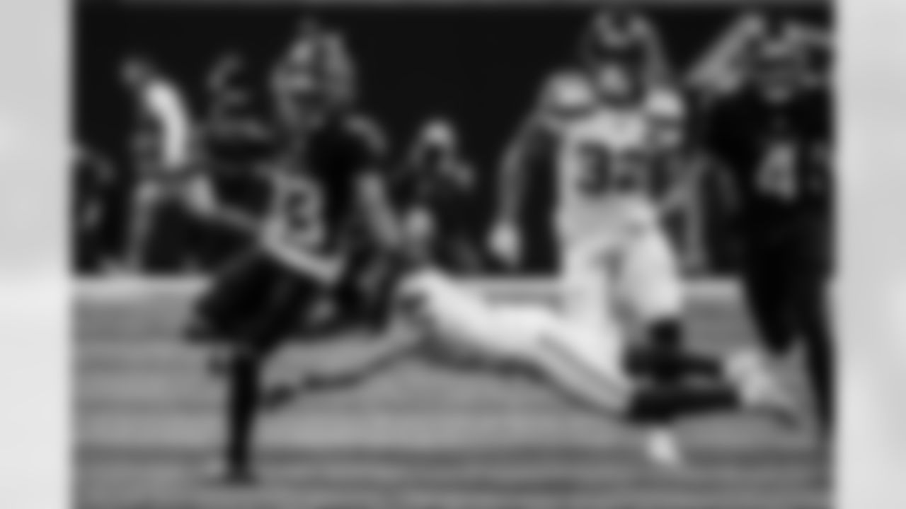 Atlanta Falcons wide receiver Deven Thompkins #83 runs with the ball during the second half of the Week 14 Game against the Seattle Seahawks at Mercedes-Benz Stadium in Atlanta, Georgia on Sunday, December 7, 2025. (Photo by Nathan Bolster/Atlanta Falcons)