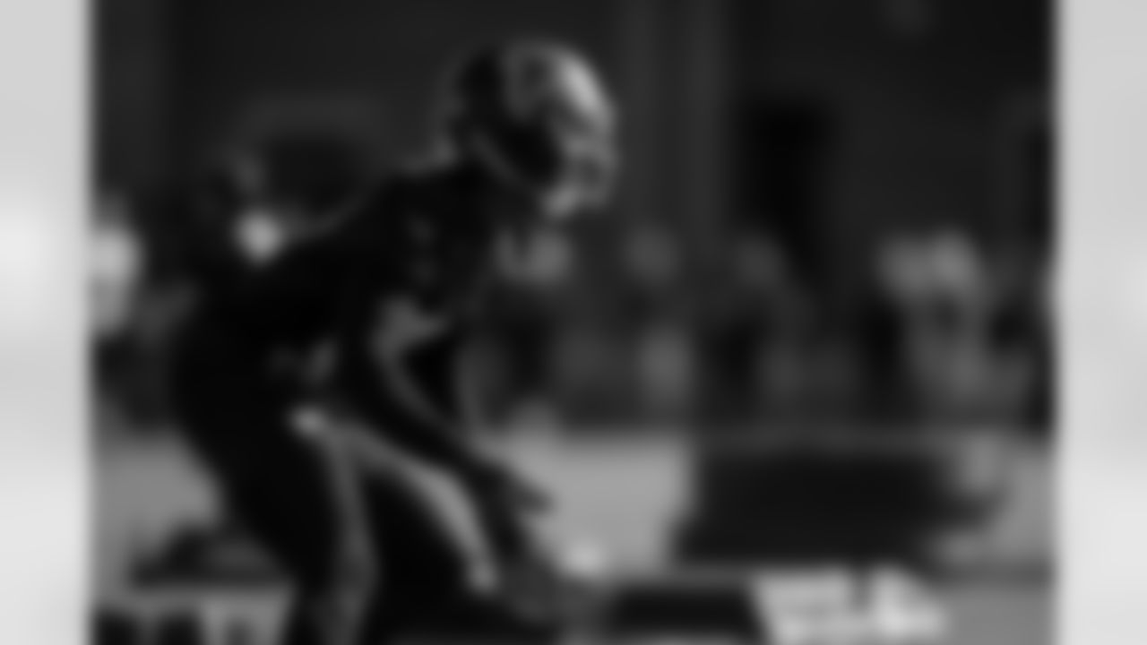 Atlanta Falcons edge rusher James Pearce Jr. #27 during practice at Atlanta Falcons Training Facility in Flowery Branch, Georgia, on Wednesday, November 26, 2025. (Photo by Taylor McLaughlin/Atlanta Falcons)