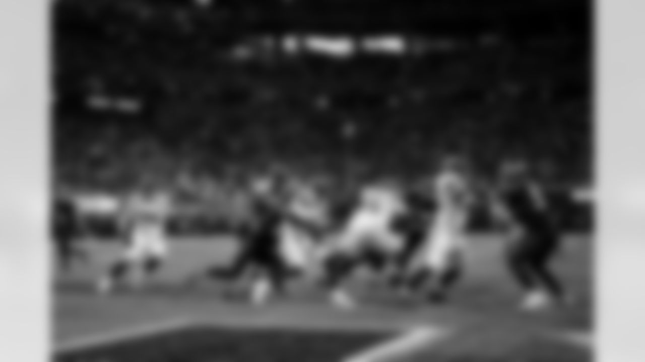 Atlanta Falcons edge rusher James Pearce Jr. #27 gets a sack during the Week 14 Game against the Seattle Seahawks at Mercedes-Benz Stadium in Atlanta, Georgia on Sunday, December 7, 2025. (Photo by Jay Bendlin/Atlanta Falcons)