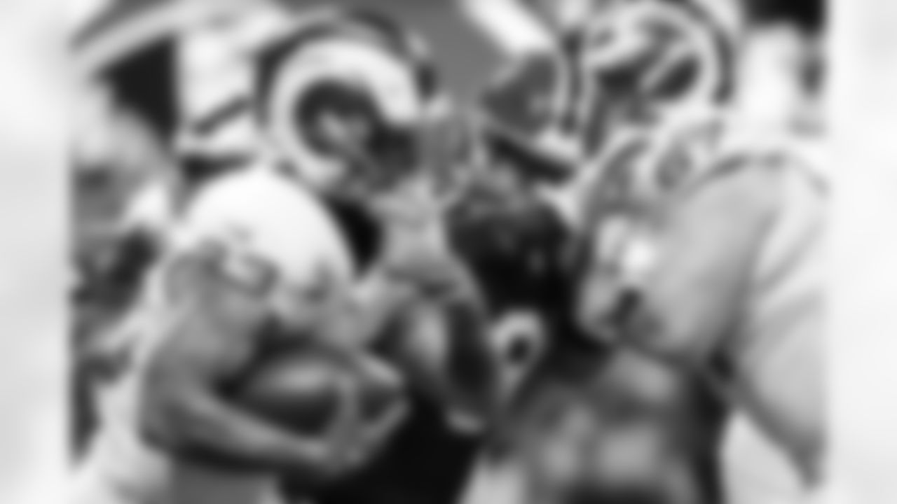 Atlanta Falcons defensive lineman David Onyemata #90 closes down during the Week 17 Game against the Los Angeles Rams at Mercedes-Benz Stadium in Atlanta, Georgia on Monday, December 29, 2025. (Photo by Steven Burroughs/Atlanta Falcons)