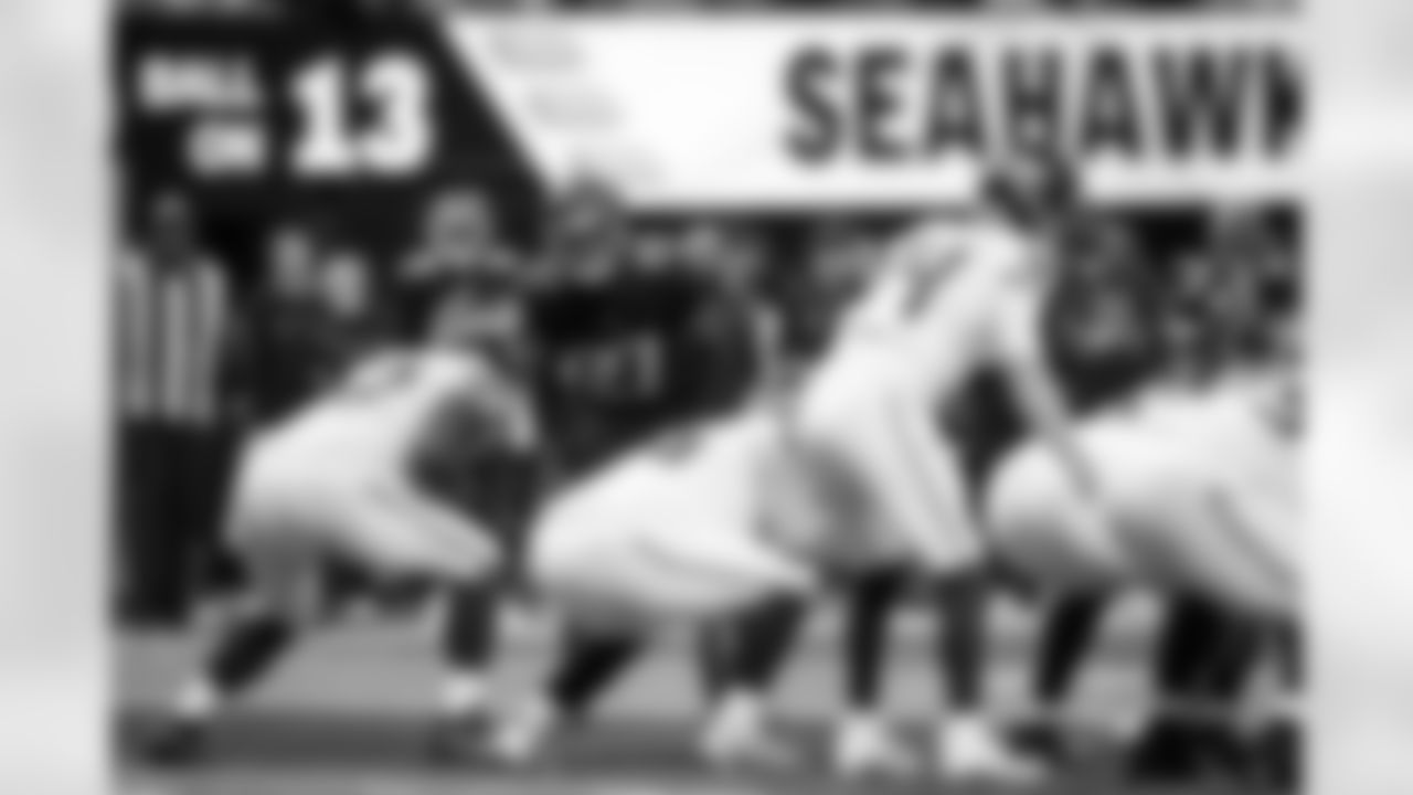 Atlanta Falcons edge rusher James Pearce Jr. #27 lines up for a play during the Week 14 Game against the Seattle Seahawks at Mercedes-Benz Stadium in Atlanta, Georgia on Sunday, December 7, 2025. (Photo by Taylor McLaughlin/Atlanta Falcons)