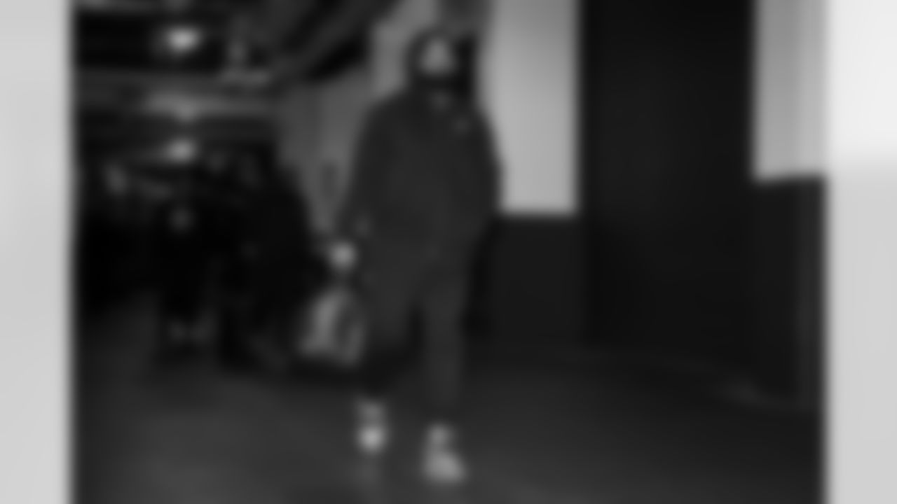 Atlanta Falcons defensive lineman LaCale London #94 arrives before the Week 12 Game against the New Orleans Saints at Caesars Superdome in New Orleans, Louisiana on Sunday, November 23, 2025. (Photo by Jay Bendlin/Atlanta Falcons)