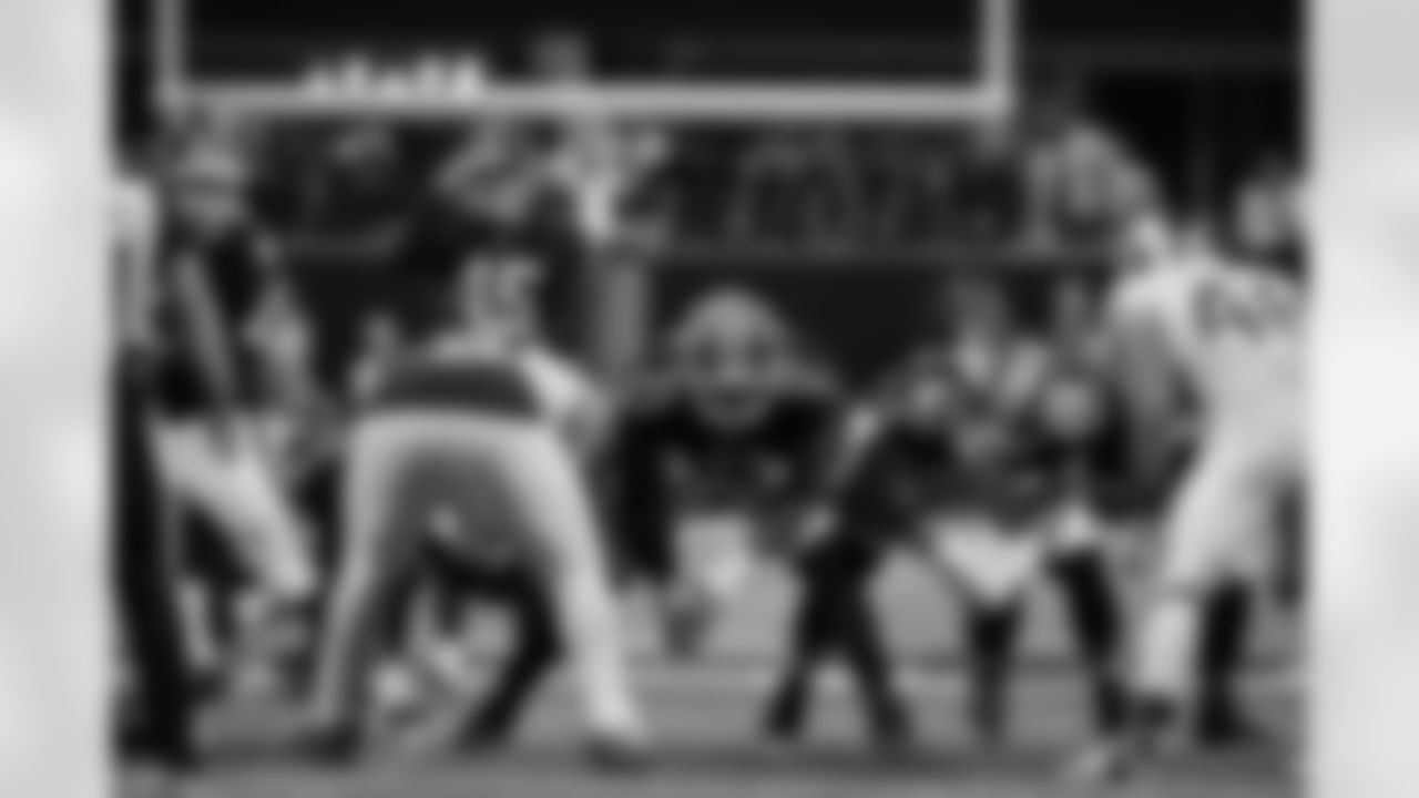 Atlanta Falcons kicker Zane Gonzalez #45 kicks a field goal during the Week 17 Game against the Los Angeles Rams at Mercedes-Benz Stadium in Atlanta, Georgia on Monday, December 29, 2025. (Photo by Taylor McLaughlin/Atlanta Falcons)