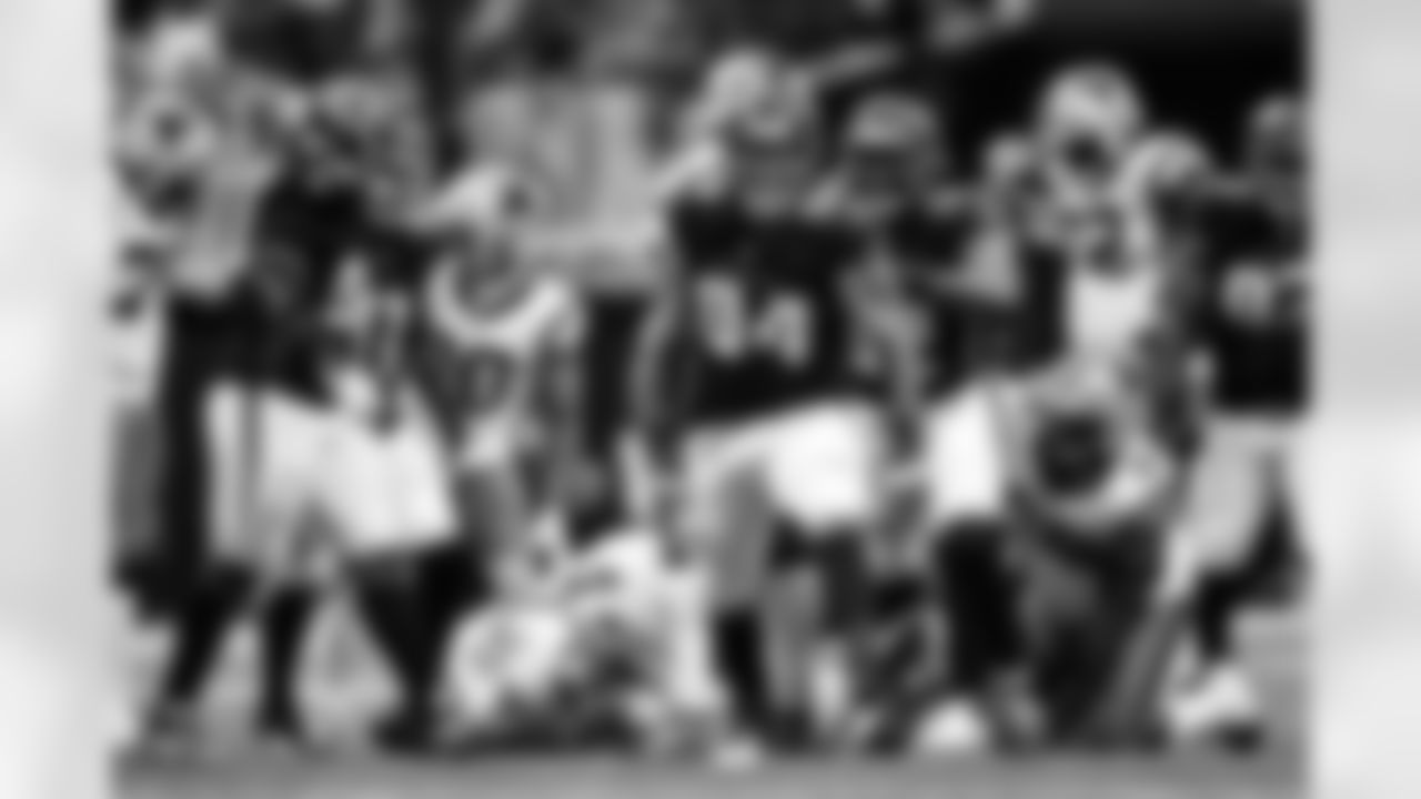 during the Week 11 Game against the Carolina Panthers at Mercedes-Benz Stadium in Atlanta, Georgia on Sunday, November 16, 2025. (Photo by AJ Reynolds/Atlanta Falcons)