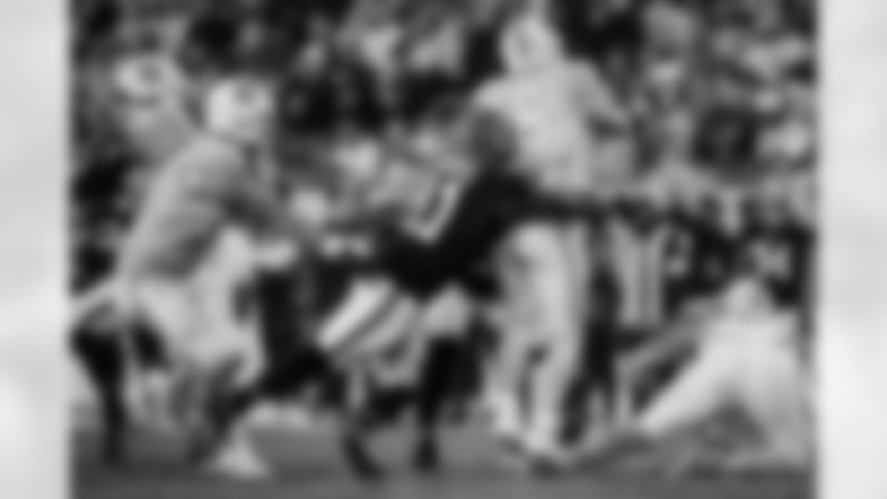 Atlanta Falcons edge rusher Jalon Walker #11 makes a hit during the Week 15 Game against the Tampa Bay Buccaneers at Raymond James Stadium in Tampa, Florida on Thursday, December 11, 2025. (Photo by Mitch Martin/Atlanta Falcons)