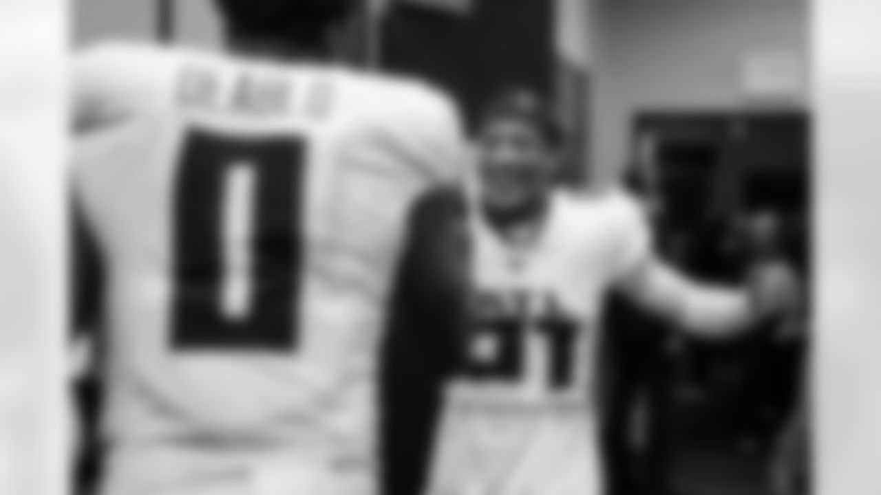 Atlanta Falcons cornerback Mike Hughes #21 after the Week 2 Game against the Minnesota Vikings at U.S. Bank Stadium in Minneapolis, Minnesota on Sunday, September 14, 2025. (Photo by Jay Bendlin/Atlanta Falcons)