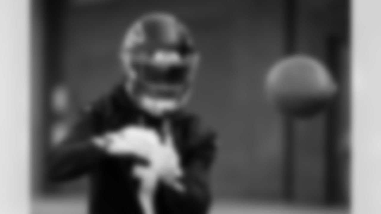 Atlanta Falcons wide receiver Darnell Mooney #1 during practice at Atlanta Falcons Training Facility in Flowery Branch, Georgia, on Wednesday, December 17, 2025. (Photo by Jay Bendlin/Atlanta Falcons)