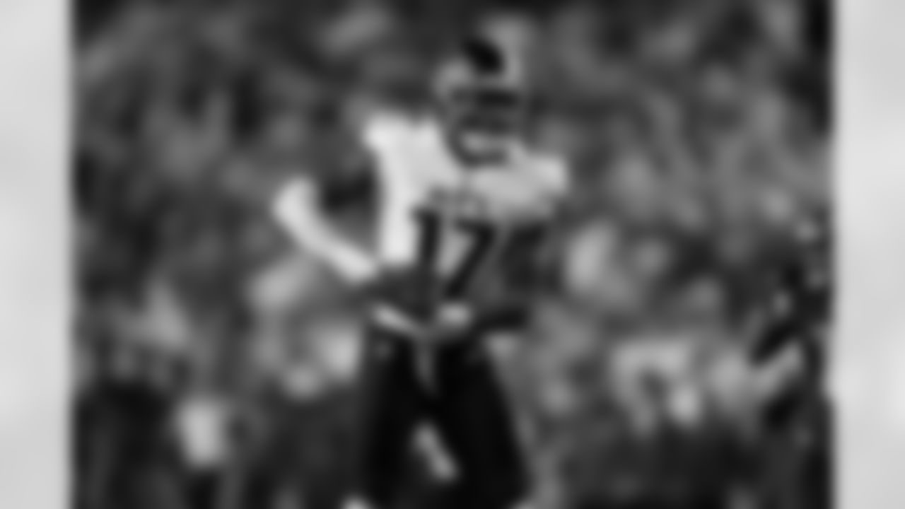 Atlanta Falcons outside linebacker Arnold Ebiketie #17 reacts after a sack during the third quarter of the Week 17 Game against the Washington Commanders at Commanders Field in Greater Landover, Maryland on Sunday, December 29, 2024. (Photo by Johnnie Izquierdo/Atlanta Falcons)
