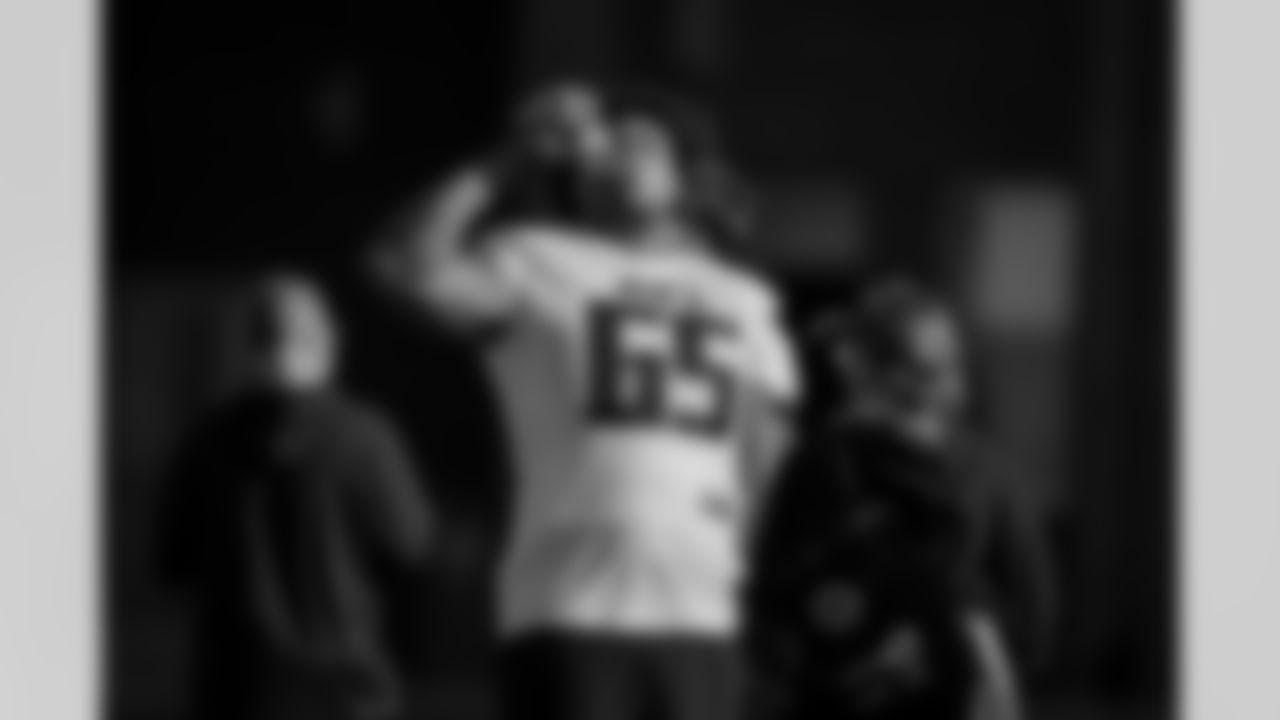 Atlanta Falcons offensive lineman Matthew Bergeron #65 during practice at Atlanta Falcons Training Facility in Flowery Branch, Georgia, on Wednesday, November 26, 2025. (Photo by Taylor McLaughlin/Atlanta Falcons)