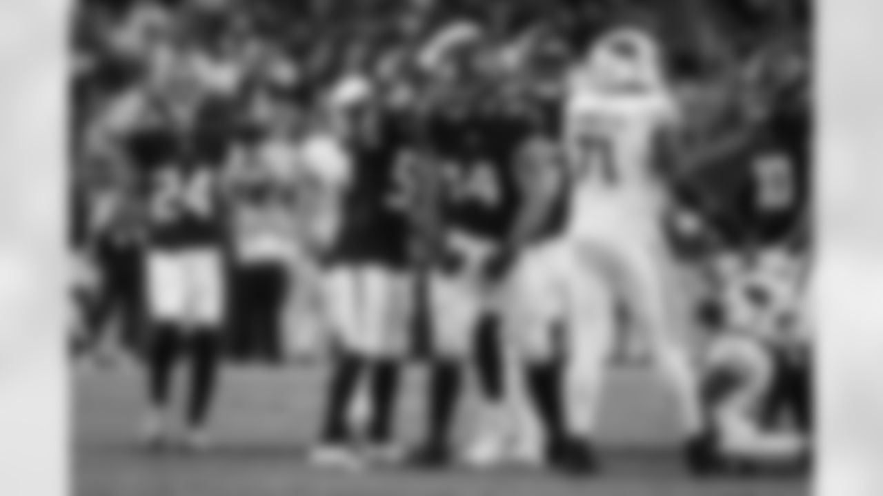 Atlanta Falcons defensive lineman LaCale London #94 reacts after a tackle during the third quarter of the Week 16 Game against the Arizona Cardinals at State Farm Stadium in Glendale, Arizona on Sunday, December 21, 2025. (Photo by Howard Lao/Atlanta Falcons)