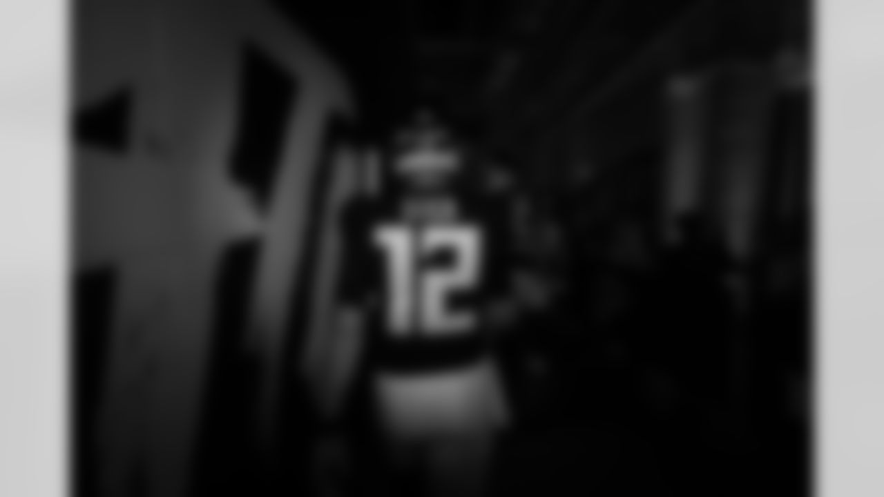 Atlanta Falcons quarterback Easton Stick #12 walks out from the locker room before the Preseason Game against the Tennessee Titans at Mercedes-Benz Stadium in Atlanta, Georgia on Friday, August 15, 2025. (Photo by Taylor McLaughlin/Atlanta Falcons)
