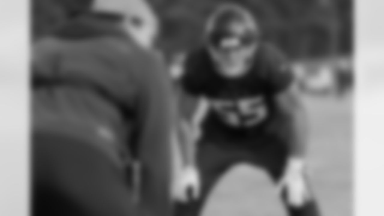 Atlanta Falcons inside linebacker Kaden Elliss #55 during practice at Atlanta Falcons Training Facility in Flowery Branch, Georgia, on Wednesday, November 19, 2025. (Photo by Jay Bendlin/Atlanta Falcons)