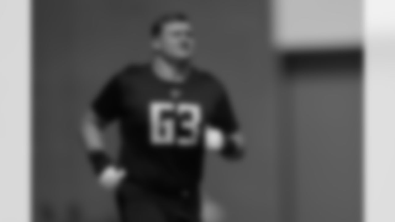 Atlanta Falcons guard Chris Lindstrom #63 during a Phase two practice at Atlanta Falcons Training Facility in Flowery Branch, Georgia, on Tuesday, May 20, 2025. (Photo by Jay Bendlin/Atlanta Falcons)