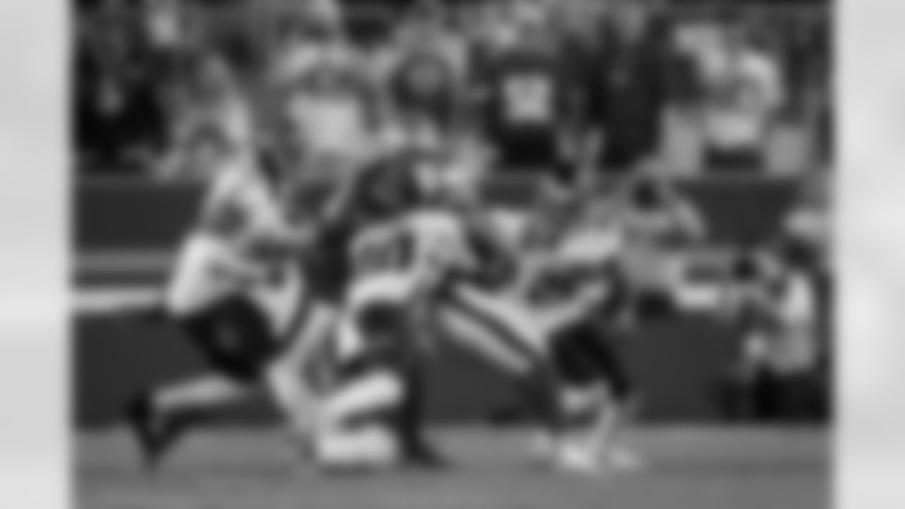 Atlanta Falcons cornerback Dee Alford #20, Atlanta Falcons inside linebacker JD Bertrand #40 and Atlanta Falcons safety Xavier Watts #31 tackle during the Week 7 Game against the San Francisco 49ers at Levi's Stadium in Santa Clara, California on Sunday, October 19, 2025. (Photo by Jay Bendlin/Atlanta Falcons)