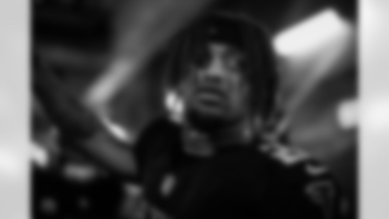 Atlanta Falcons cornerback A.J. Terrell Jr. #24 before the Week 14 Game against the Seattle Seahawks at Mercedes-Benz Stadium in Atlanta, Georgia on Sunday, December 7, 2025. (Photo by Taylor McLaughlin/Atlanta Falcons)