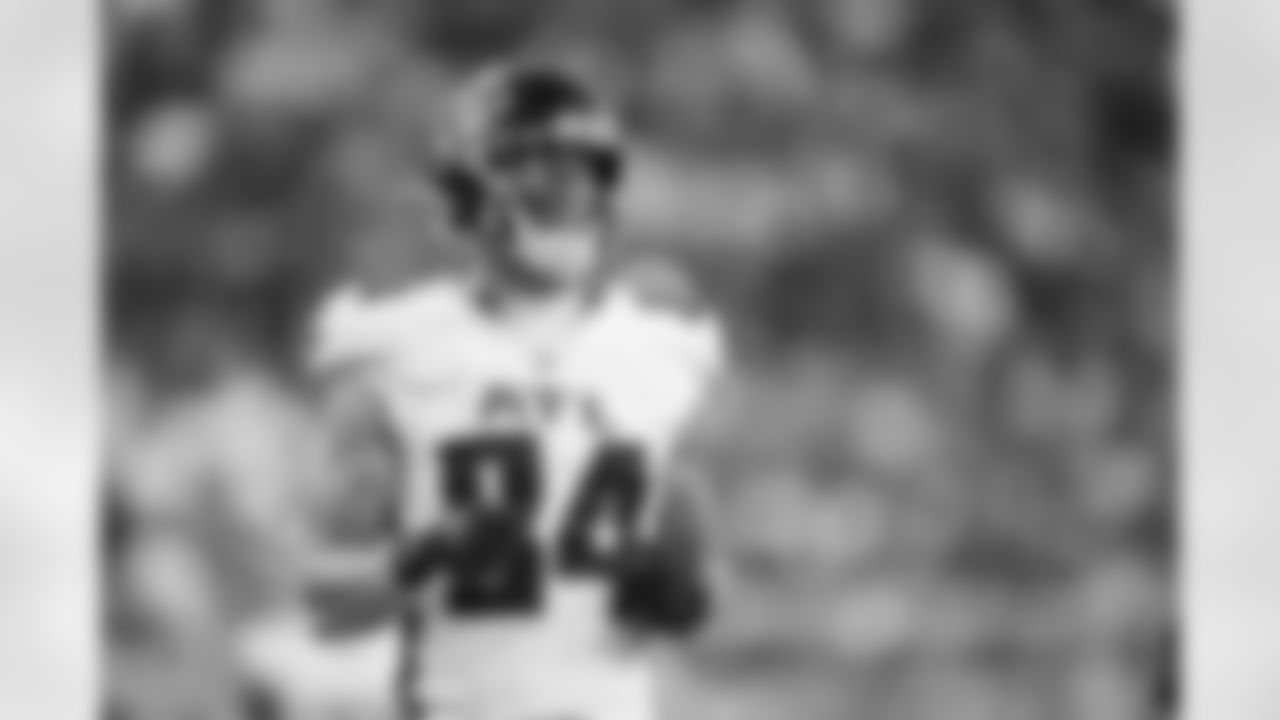 Atlanta Falcons tight end Feleipe Franks #84 during the Week 7 Game against the San Francisco 49ers at Levi's Stadium in Santa Clara, California on Sunday, October 19, 2025. (Photo by Taylor McLaughlin/Atlanta Falcons)