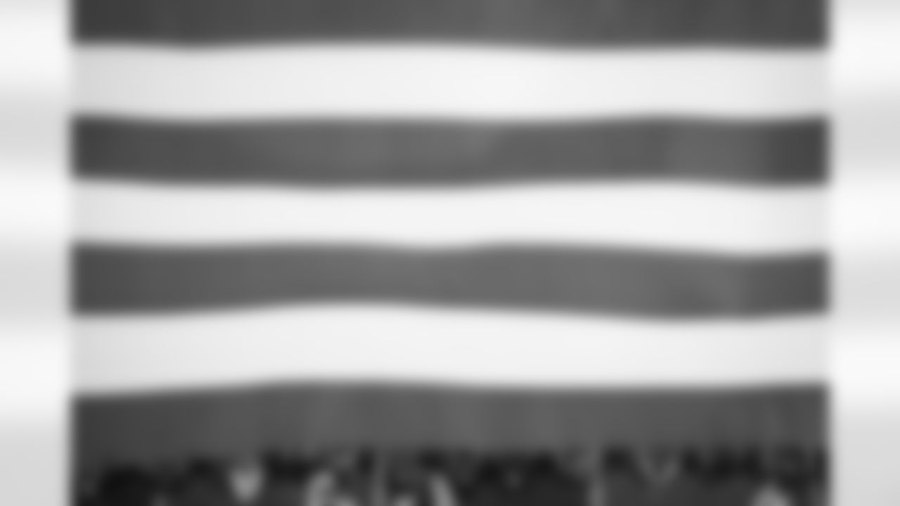 The National Anthem before the Week 6 Game against the Buffalo Bills at Mercedes-Benz Stadium in Atlanta, Georgia on Monday, October 13, 2025. (Photo by Kevin Liles/Atlanta Falcons)