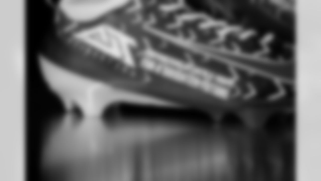 Photos of Atlanta Falcons cornerback A.J. Terrell Jr. #24's cleats for My Cause My Cleats at the Atlanta Falcons Training Facility in Flowery Branch, Ga. on Monday, November 17, 2025. (Photo by Taylor McLaughlin/Atlanta Falcons)