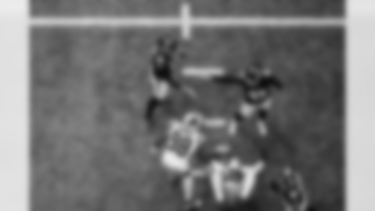 Atlanta Falcons kicker Zane Gonzalez #45 celebrates with Atlanta Falcons punter Bradley Pinion #13 after kicking an extra point during the Week 11 Game against the Carolina Panthers at Mercedes-Benz Stadium in Atlanta, Georgia on Sunday, November 16, 2025. (Photo by Brandon Magnus/Atlanta Falcons)