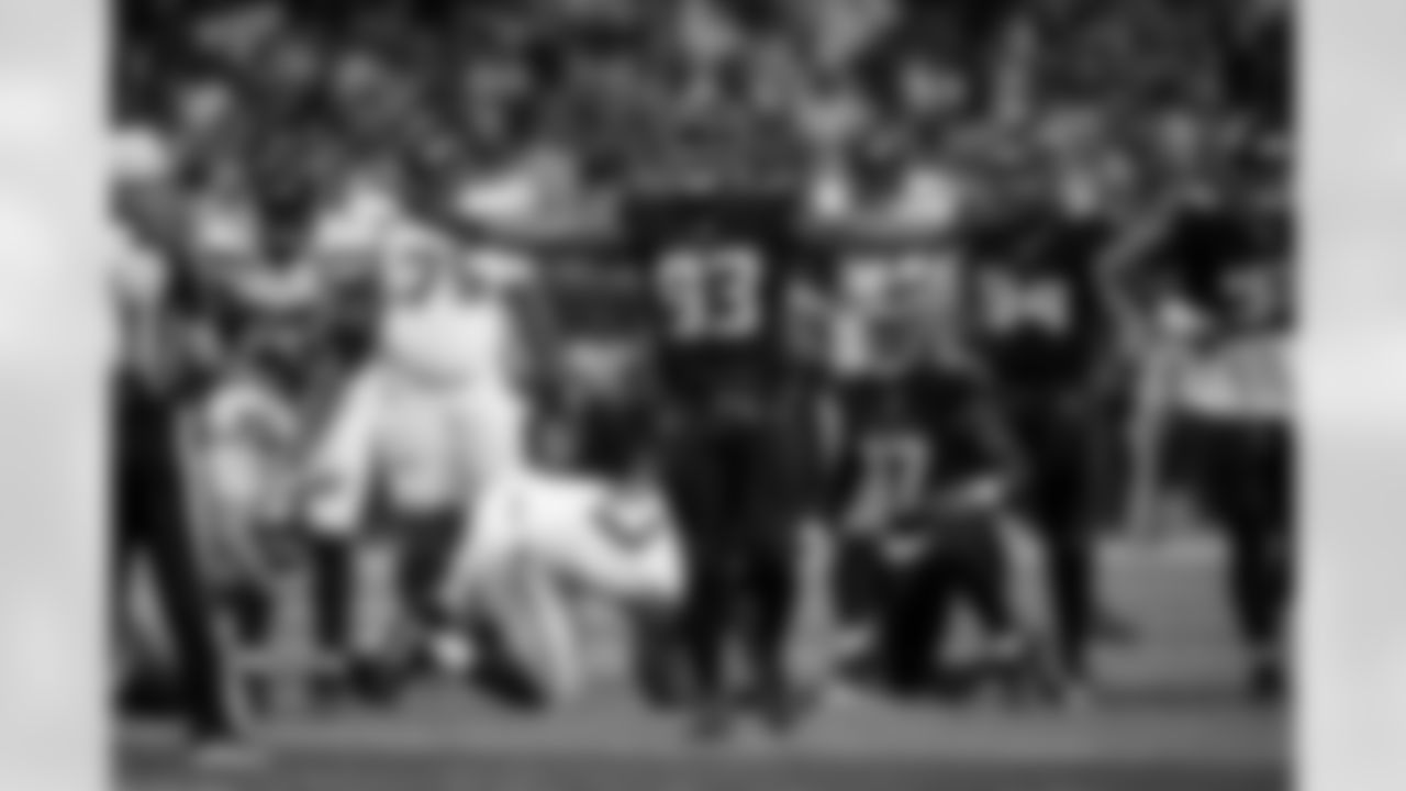 Atlanta Falcons defensive lineman Kentavius Street #93 reacts after a sack during the Week 14 Game against the Seattle Seahawks at Mercedes-Benz Stadium in Atlanta, Georgia on Sunday, December 7, 2025. (Photo by Taylor McLaughlin/Atlanta Falcons)