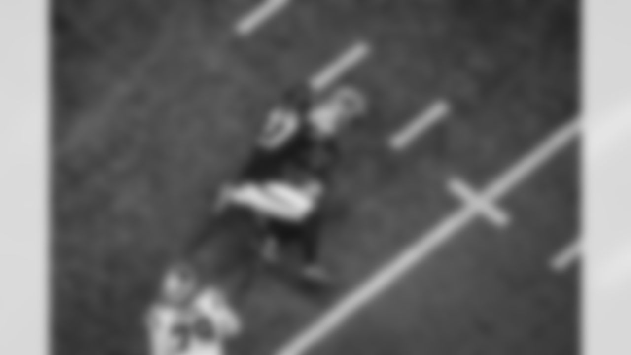 Atlanta Falcons edge rusher James Pearce Jr. #27 makes a sack during the Week 11 Game against the Carolina Panthers at Mercedes-Benz Stadium in Atlanta, Georgia on Sunday, November 16, 2025. (Photo by Brandon Magnus/Atlanta Falcons)