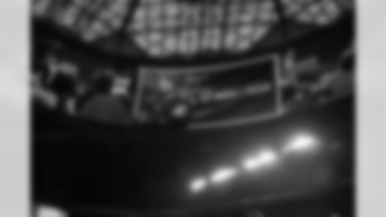 Atlanta Falcons cornerback A.J. Terrell Jr. #24 is recognized on the halo board as the Walter Payton Man of the Year during the Week 14 Game against the Seattle Seahawks at Mercedes-Benz Stadium in Atlanta, Georgia on Sunday, December 7, 2025. (Photo by Jay Bendlin/Atlanta Falcons)