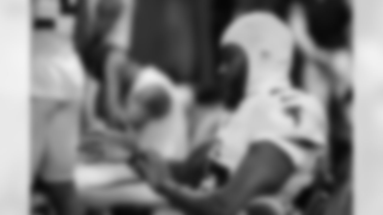 Atlanta Falcons defensive back DeMarcco Hellams #23 gets ready in the locker room before the Week 9 Game against the New England Patriots at Gillette Stadium in Foxborough, Massachusetts on Sunday, November 2, 2025. (Photo by Jay Bendlin/Atlanta Falcons)