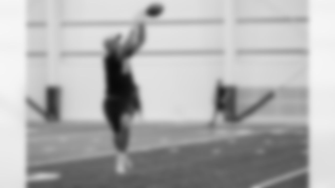 Atlanta Falcons tight end Charlie Woerner #89 during a workout during the offseason program at Atlanta Falcons Training Facility in Flowery Branch, Georgia, on Monday, May 12, 2025. (Photo by Jay Bendlin/Atlanta Falcons)