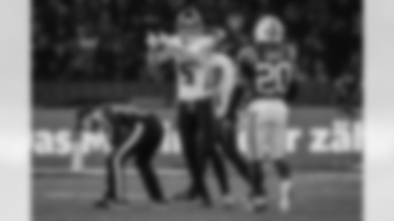 Atlanta Falcons wide receiver Drake London #5 reacts during the fourth quarter of the Week 10 Game against the Indianapolis Colts at Olympic Stadium in Berlin, Germany on Sunday, November 9, 2025. (Photo by Taylor McLaughlin/Atlanta Falcons)