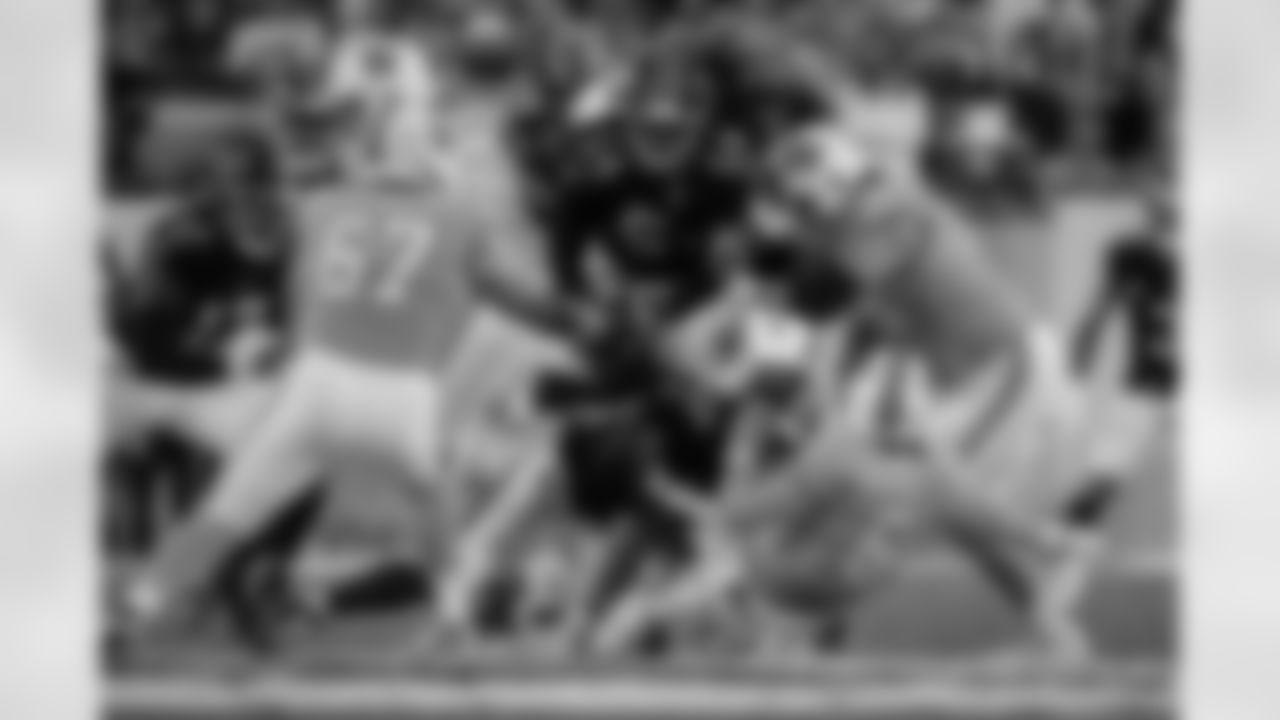 Atlanta Falcons edge rusher James Pearce Jr. #27 gets a sack during the Week 15 Game against the Tampa Bay Buccaneers at Raymond James Stadium in Tampa, Florida on Thursday, December 11, 2025. (Photo by Jay Bendlin/Atlanta Falcons)