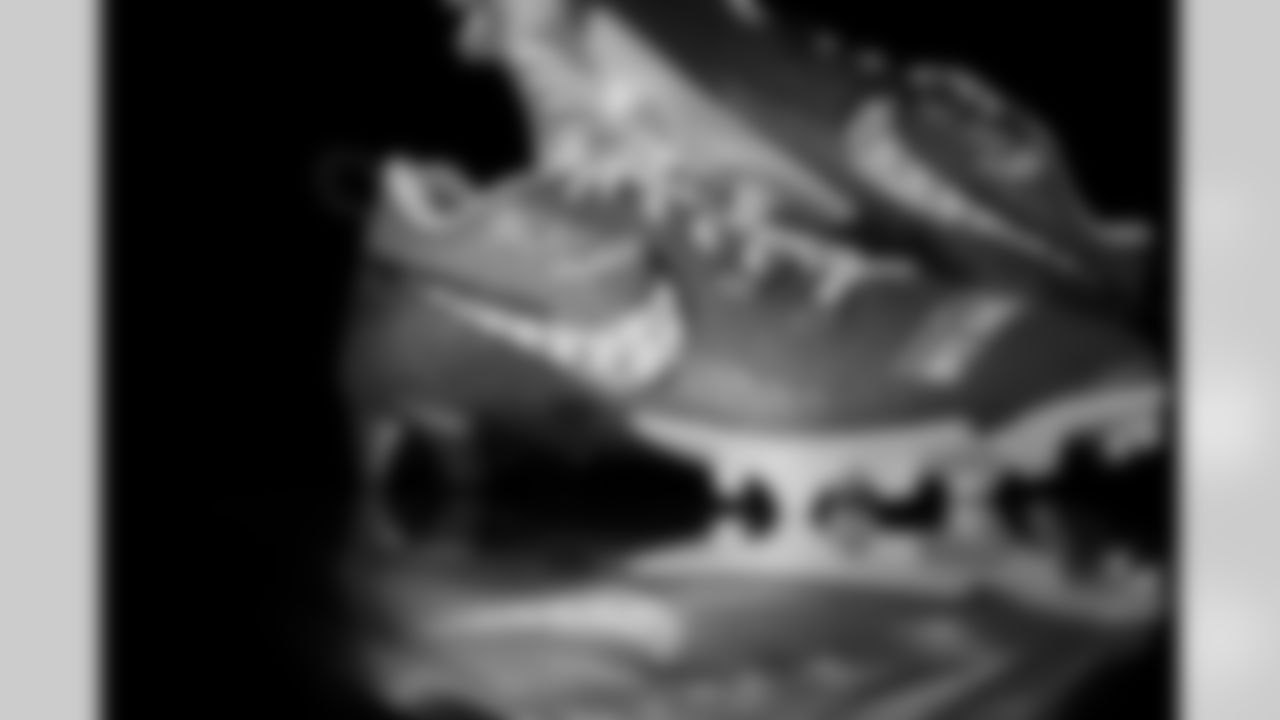 Photos of Atlanta Falcons kicker Lenny Krieg #46's cleats for My Cause My Cleats at the Atlanta Falcons Training Facility in Flowery Branch, Ga. on Thursday, November 20, 2025. (Photo by Taylor McLaughlin/Atlanta Falcons)