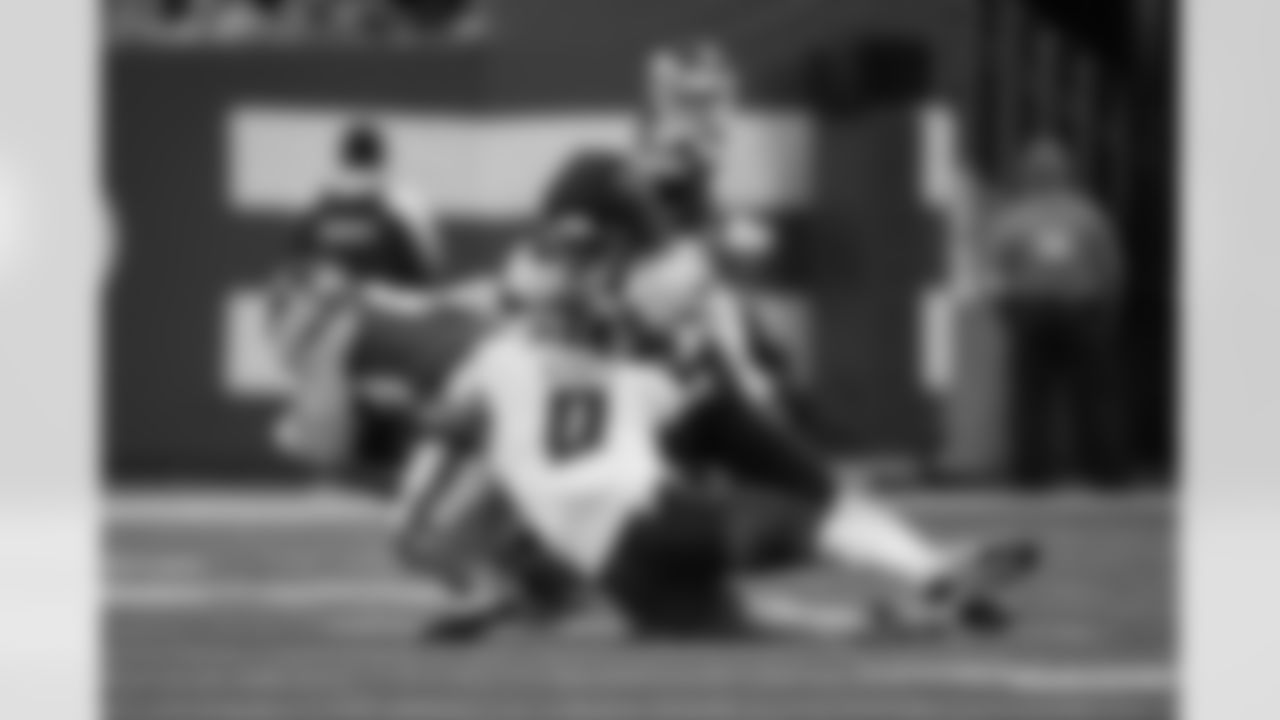 Atlanta Falcons outside linebacker Divine Deablo #0 makes a tackle during the Week 13 Game against the New York Jets at Metlife Stadium in East Rutherford, New Jersey on Sunday, November 30, 2025. (Photo by Jay Bendlin/Atlanta Falcons)