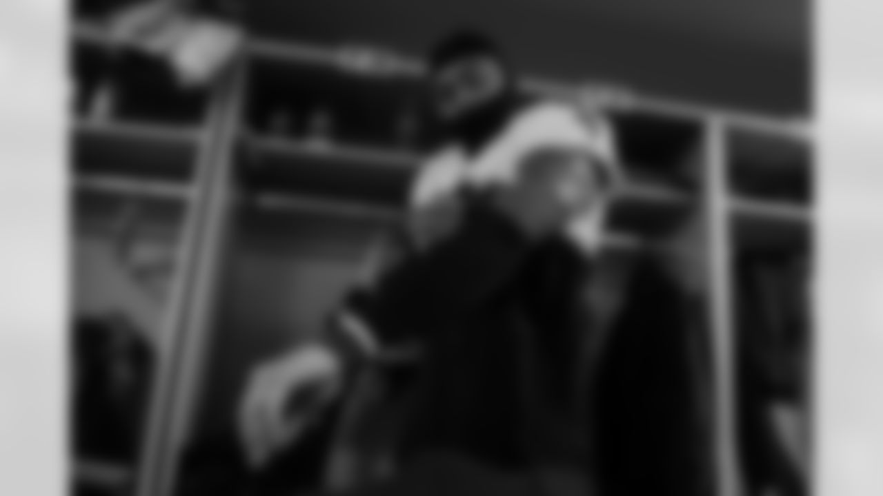 Atlanta Falcons cornerback Mike Ford Jr. #28 prepares in the locker room before the Week 10 Game against the Indianapolis Colts at Olympic Stadium in Berlin, Germany on Sunday, November 9, 2025. (Photo by Jay Bendlin/Atlanta Falcons)